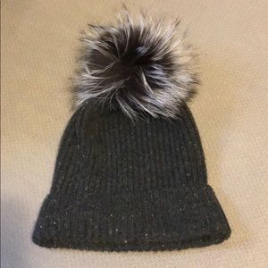 Dark Grey Saks Fifth Cashmere Beanie